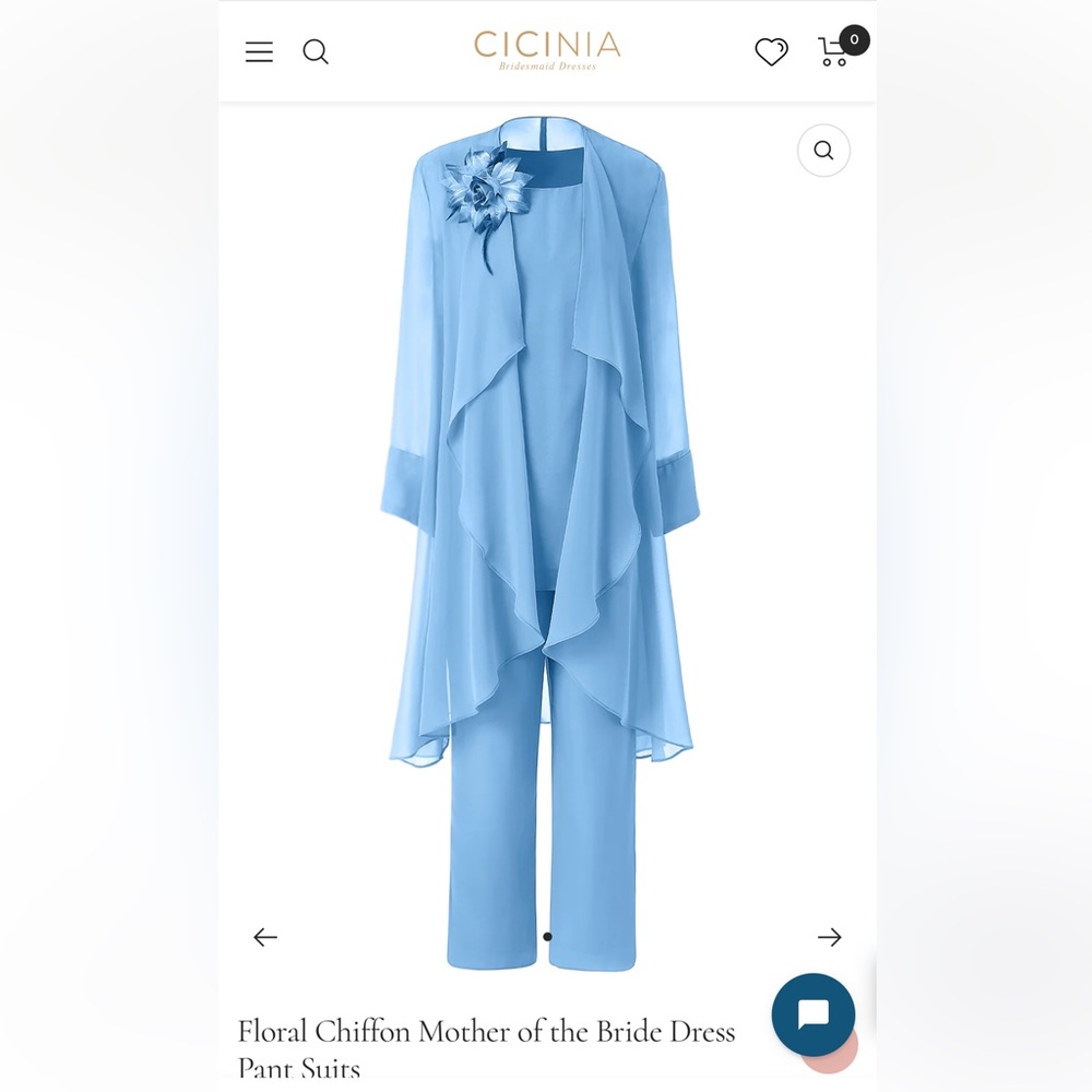 Elegant Blue Chiffon Pant Suit